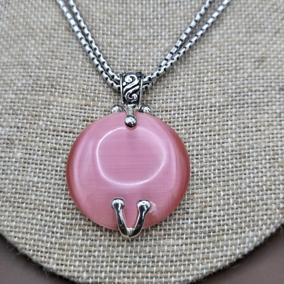 Premier Design Pink Cat's Eye Pendant Necklace - Picture 4 of 8